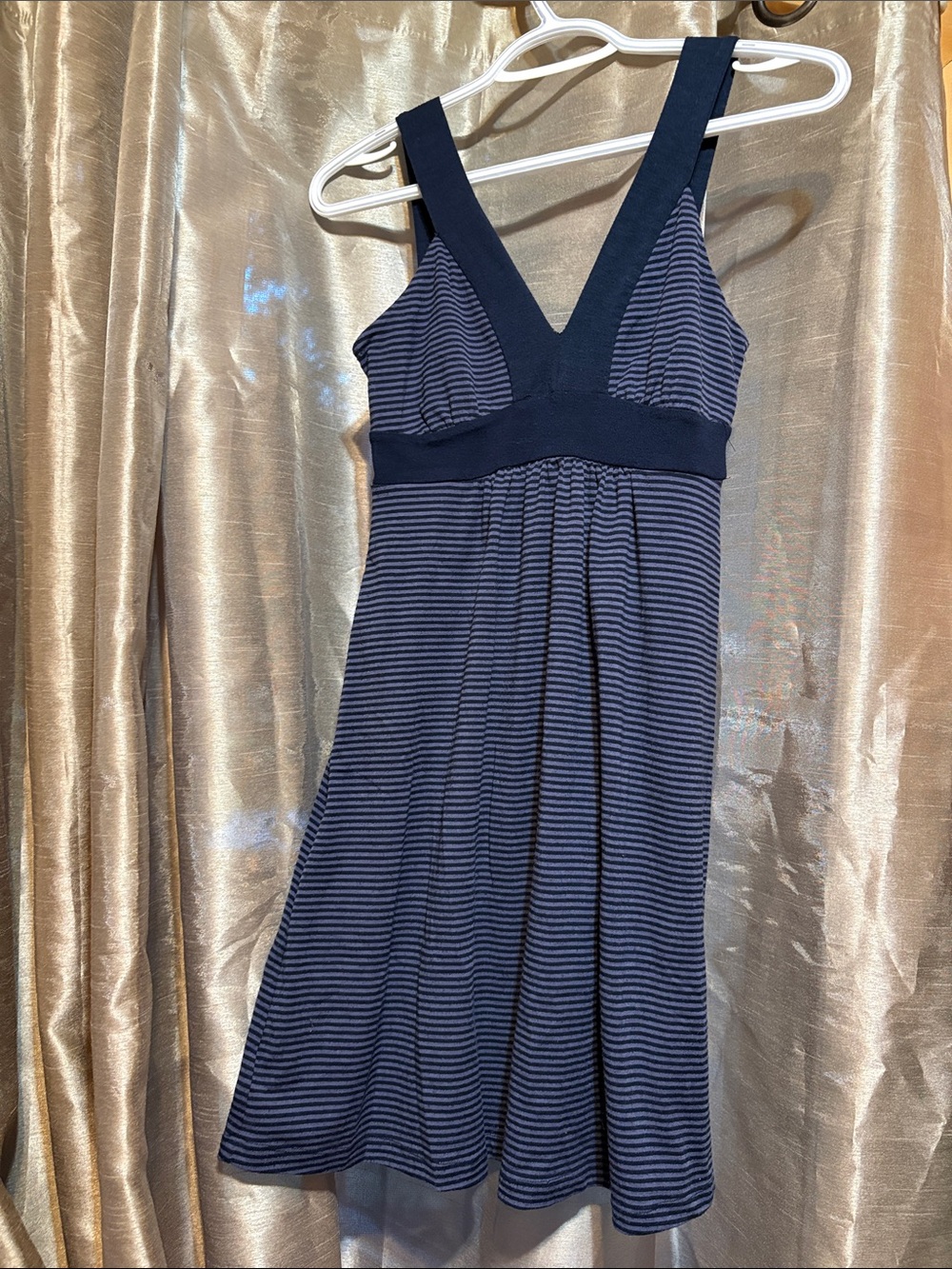 Garage Navy and blue Striped V-Neck Mini Y2K Dress Medium